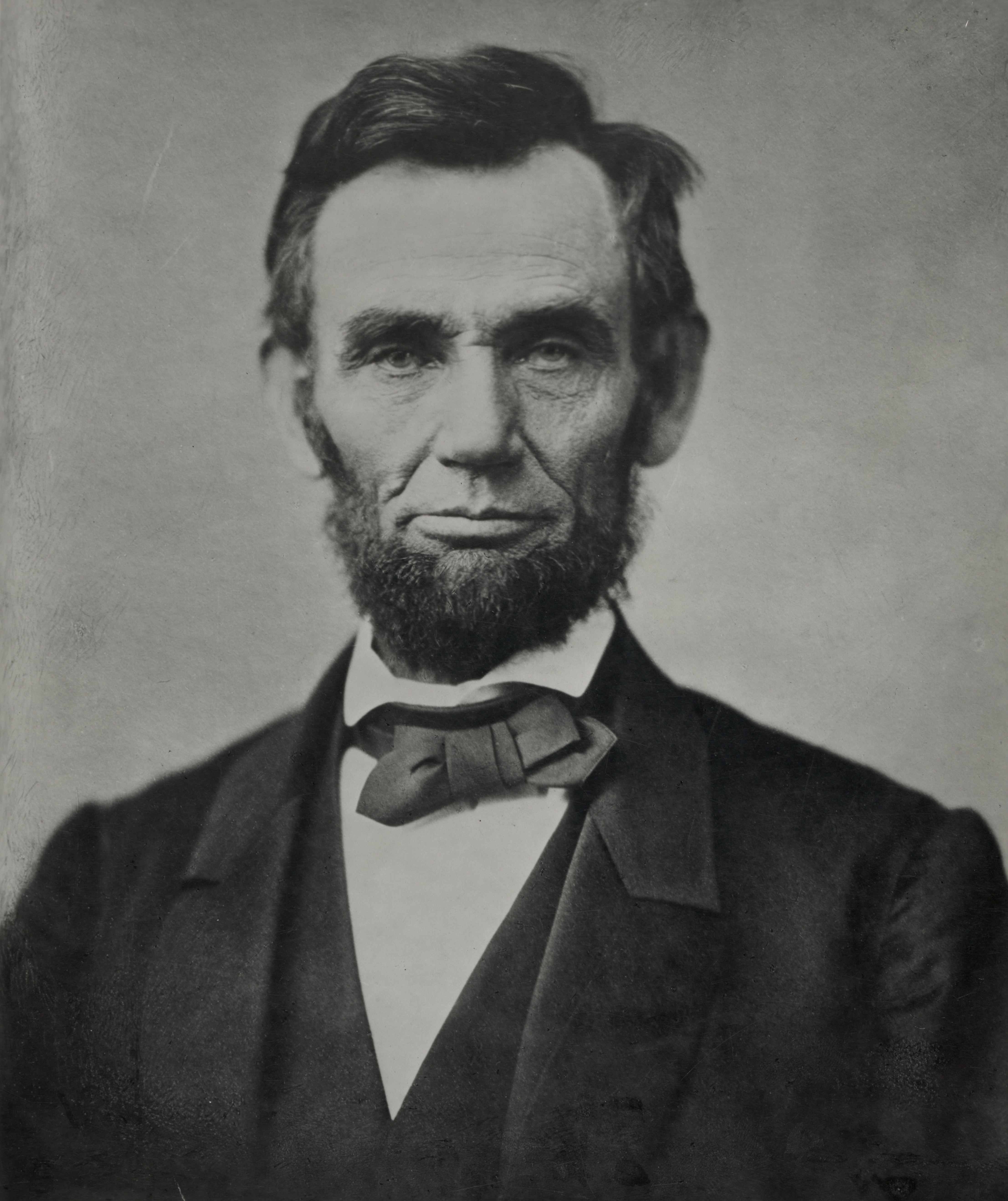 Black and white portrait of Abraham Lincoln