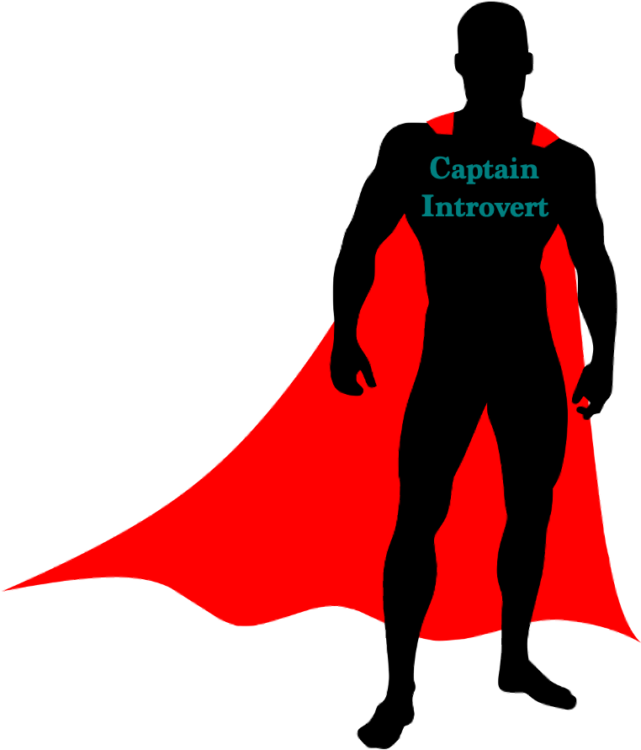 Image of a superhero with "Captain Introvert' written across his chest